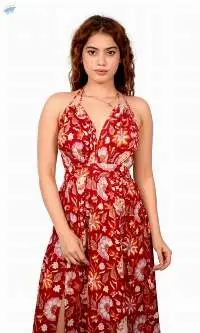 Red-Green Floral Kaftan Dress