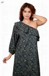 Grey Lotus Print Maxi Dress