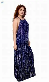 Navy Flora Asymmetric Maxi Dress