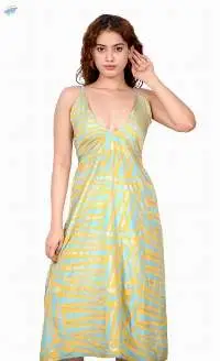 Cream Ethnic V-Neck Midi Dress