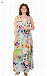 Zebra Print Halter Maxi Dress