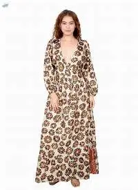 Floral Print Deep V Maxi Dress