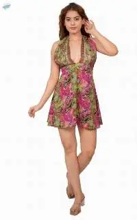 Leopard Print Ethnic Border Dress