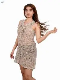 Black-Yellow Ikat Halter Mini Dress