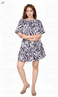 Navy Abstract Gathered Mini Dress