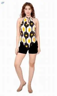 Abstract Yellow Halter Top