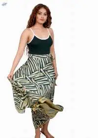 Green Geometric Print Wrap Skirt