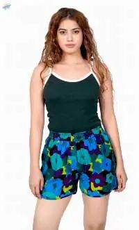 Blue White Floral Women's Shorts