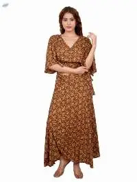 Brown Printed Crop & Skirt