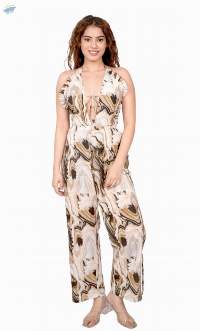Peach Strapless Knot Jumpsuit