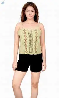 Green Embroidered Crop Top
