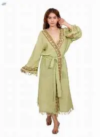 Green Embroidered Kimono Dress