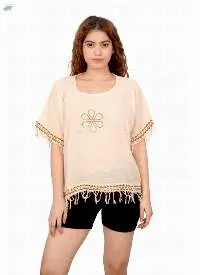 Beige Boho Fringe Top