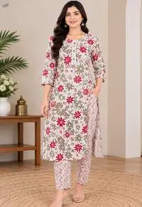 Women Floral Printed Kurti With Trouser Set