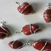 PK232 Pendants Red Jasper Wire Wrapped CP