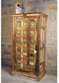 Wooden Buddha Panel Storage Cabinet