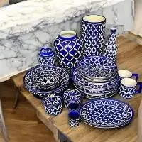 Geometric Glazed Ceramic Dinnerware Set