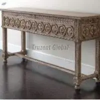 Hand Carved Wooden Console Table