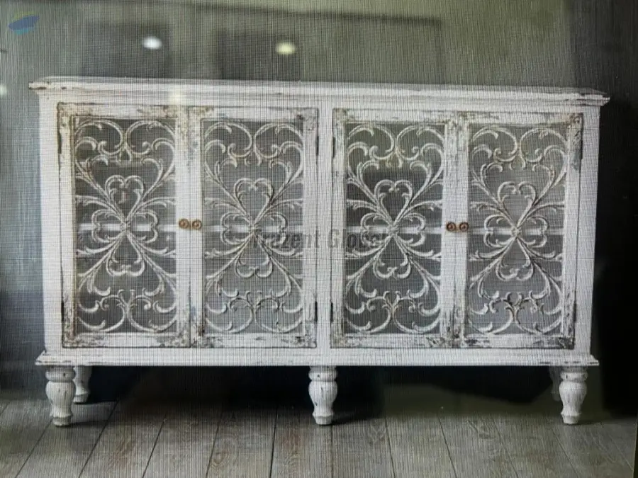 Vintage Carved Wooden Sideboard Cabinet