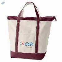 Canvas Tote With Top-to-bottom Colour Handles