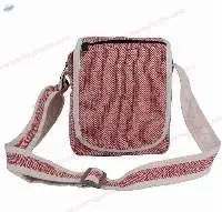 Herringbone Jute Sling Bag Color Red and White
