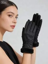 BSCI Certified Women's Slim Faux Fur Cuff Gloves