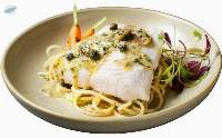 Spaghetti With Fish In Garlic Olive Oil Sauce