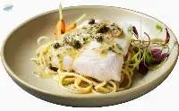 Spaghetti With Fish In Garlic Olive Oil Sauce