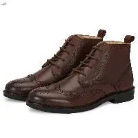 Premium Top-Grain Leather Wingtip Derby Boots