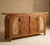 Hand Carved Solid Teak Console Cabinet