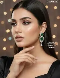 American Diamond Green Stone Earrings