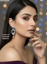American Diamond Purple Stone Drop Earrings