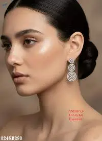 American Diamond Triple Circle Drop Earrings
