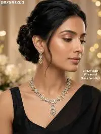 American Diamond Yellow Stone Necklace Set