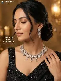 American Diamond White Stone Necklace Set
