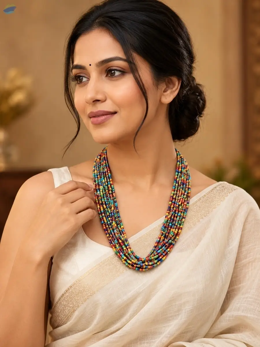 Traditional Chini Beads Multistrand Necklace