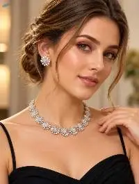 American Diamond Floral Necklace Sets