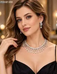 American Diamond Silver-Tone Necklace Set