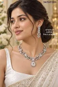 American Diamond Silver-Tone Necklace Set