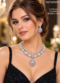 American Diamond Double-Layer Necklace Set
