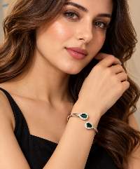 American Diamond Teardrop Open Cuff Bracelet