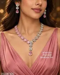 American Diamond Pink Stone Necklace Set