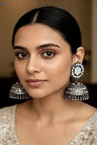 Silver Stone Jhumka Earrings