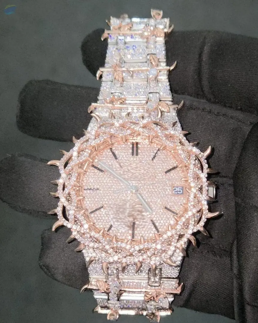 Luxury Rose Gold  Moissanite Hip Hop Watch