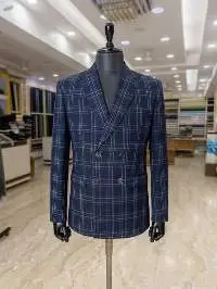 Men's Double Breasted Checkered Blazer Jacket