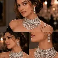 Premium Sparkling Diamond Necklace Set
