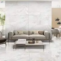 Glacier White Glossy Living Room Tile 600 x 1200