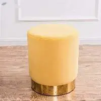 Modern Round Velvet Ottoman Stool With Gold Base