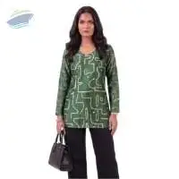 Printed Comfort Fit Green Short Kurti
