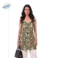 Printed Designer Fit Sleevless Short Kurti